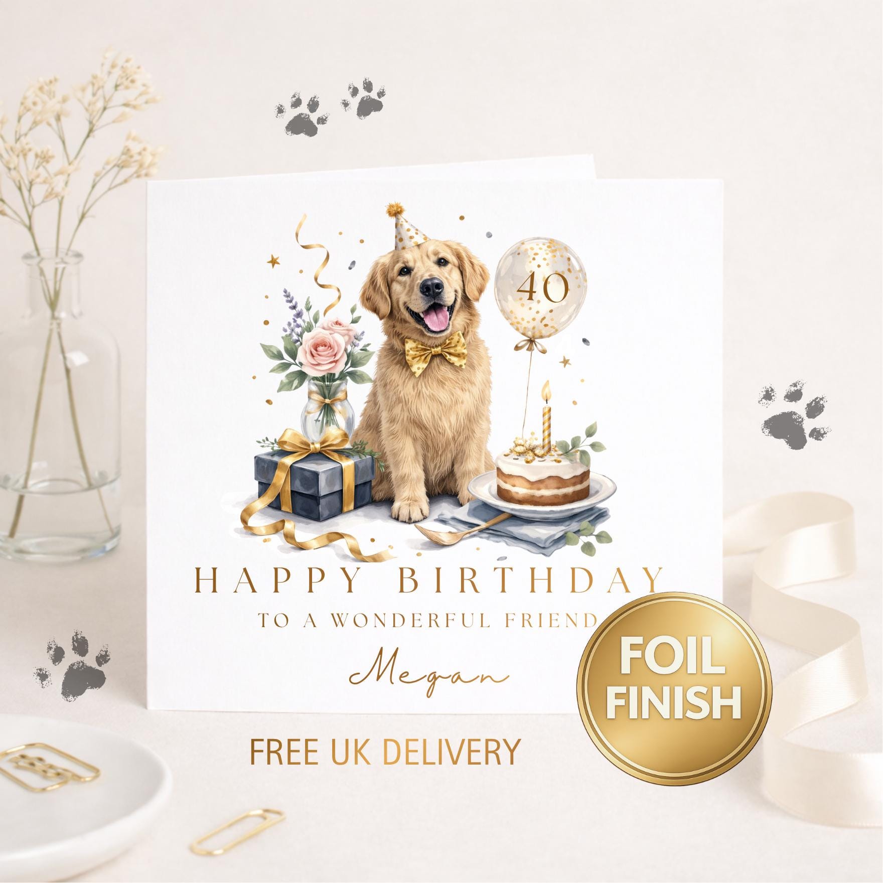 Golden Retriever Birthday Card | Personalised Dog Lover Card | Dog ...