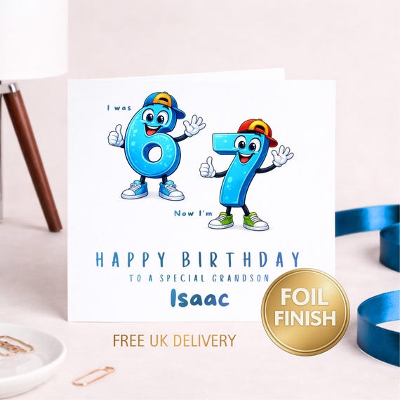 7th Birthday Card Boy | Personalised 6 7 Birthday Card Boy | Son Grandson Nephew Godson Birthday Card | 7 Year Old Boy Card
