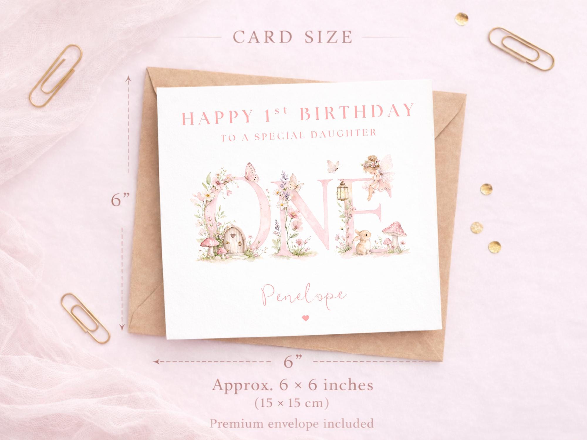1st Birthday Card Daughter Fairy | Personalised Fairy Garden Card ...