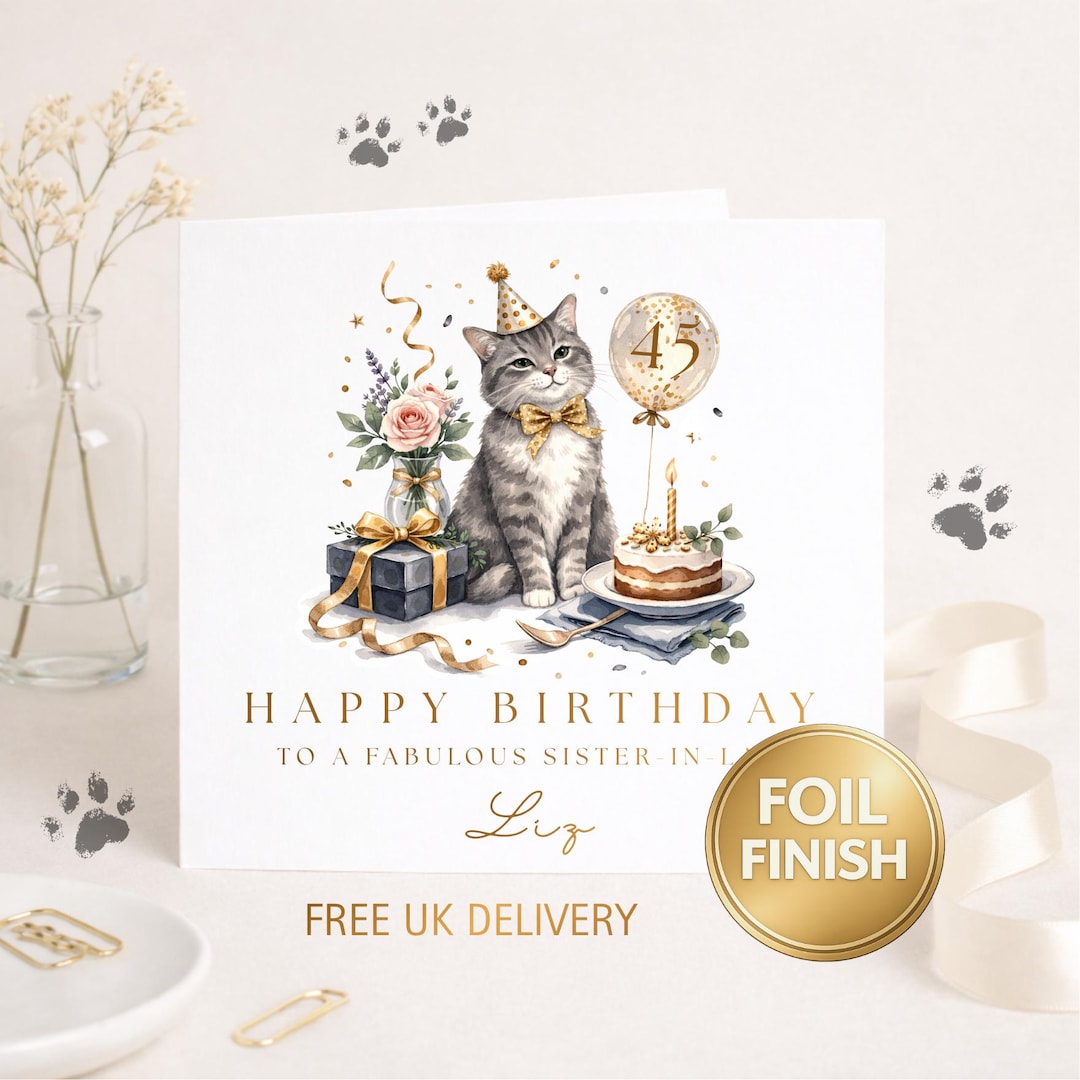 Cat Birthday Card | Cat Lover Birthday Card | Personalised Card for Her ...