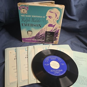 RARE Vintage The Basic Writings of Ralph Waldo Emerson Talking Book LP Vinyl Set image 1