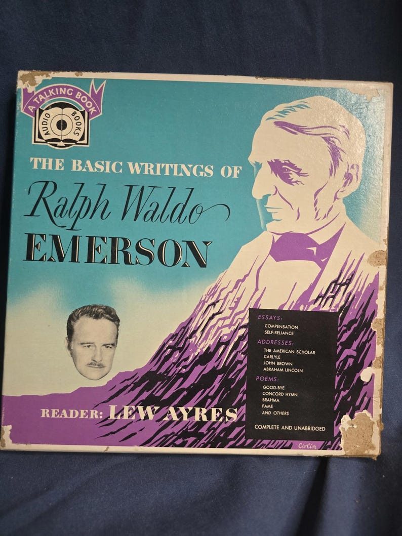 RARE Vintage The Basic Writings of Ralph Waldo Emerson Talking Book LP Vinyl Set image 2
