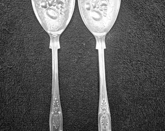 1940s William Adams Sheffield England Silver Plated Salad Spoon and Fork Set