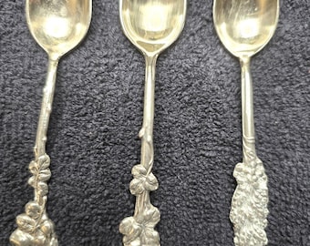 Vintage Set of 3 Sterling Silver Reed & Barton HARLEQUIN Demitasse Spoons