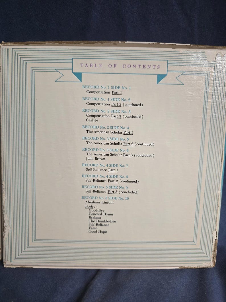 RARE Vintage The Basic Writings of Ralph Waldo Emerson Talking Book LP Vinyl Set image 3