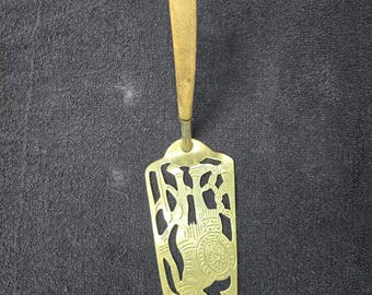 Antique Cake Server Alpaca Mexico Hand Cut Silver Wood Handle