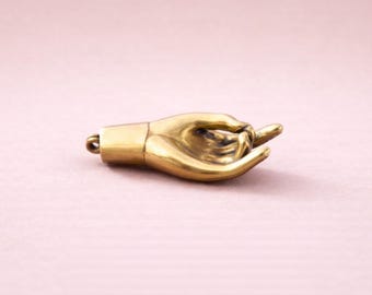 Llavero de mano de bodhisattva de latón: amuleto protector budista zen para llaves, escritorio o regalo.
