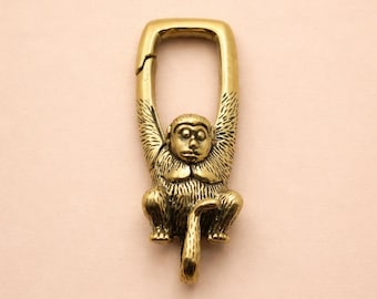 Llavero de latón con el símbolo del mono zodiacal para coche o bolso: regalo vintage de latón con el símbolo del zodiaco chino.
