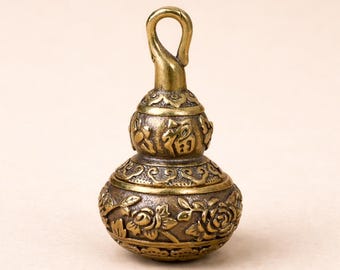 Mini llavero con calabaza de cobre: amuleto de la suerte Feng Shui para llaves o bolso.