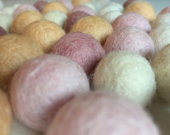 50 pieces felt balls in soft colors