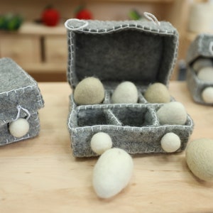 Kaufladen Zubehör Eierbox mit 6 Eiern aus 100 % Filz Egg Zubehör Ostern