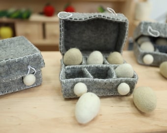 Kaufladen Zubehör Eierbox mit 6 Eiern aus 100 % Filz Egg Zubehör Ostern