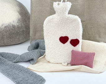 Hot water bottle double heart and herbal insert