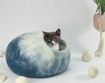 Katzenhöhle dunkelblau100% Wolle fair, ökologisch und schadstoffgeprüft