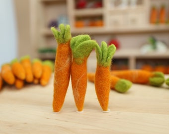 3 Karotten in 3 Größen Kaufladen Gemüse 100% Wolle