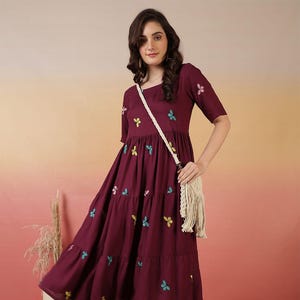 Boho Embroidered Dress India Rayon - Etsy