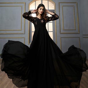 Indian Black Maxi Evening Dress - Etsy