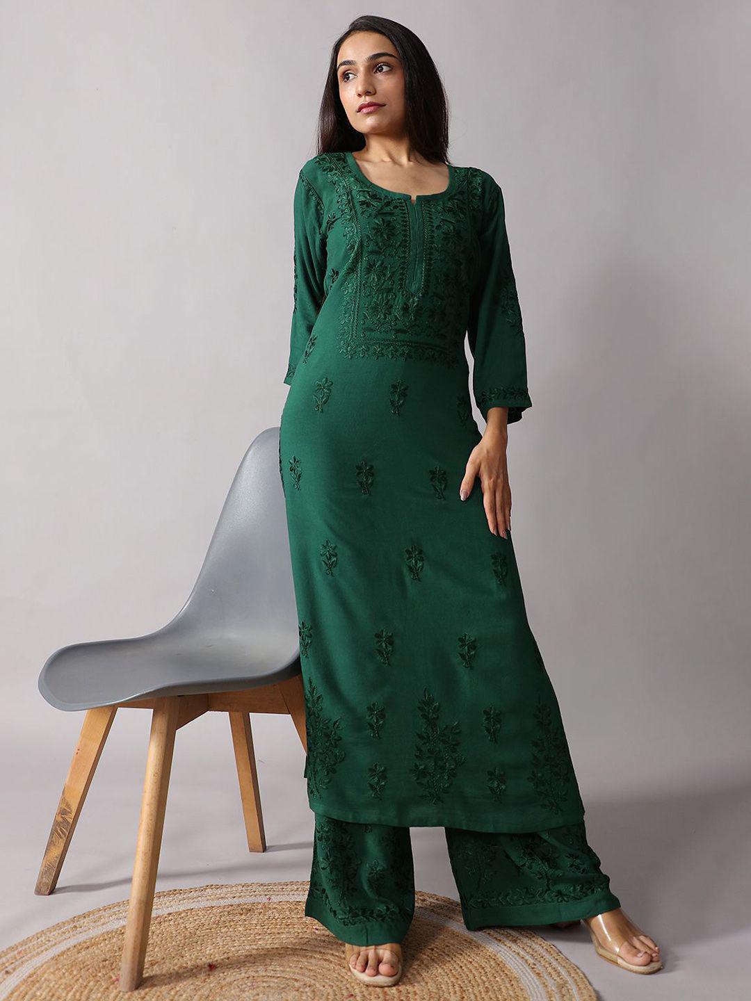 green chikankari dress Buy Green Short Chikankari Kurti | 100% Handwork main image 0