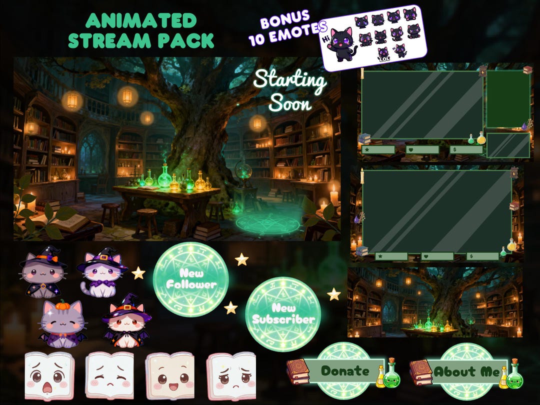Image Library Overlay Magical Library Twitch Overlay | Magical Overlay | Animated Overlay ...