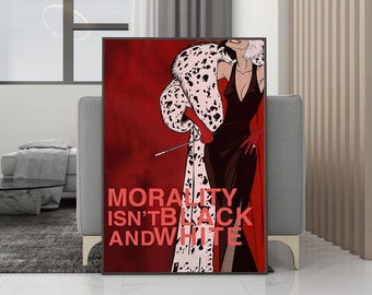 Plakat filmowy „Cruella” na płótnie – wydruk bez ramki – kolekcja dla fanów filmu – dekoracja pokoju – prezent urodzinowy