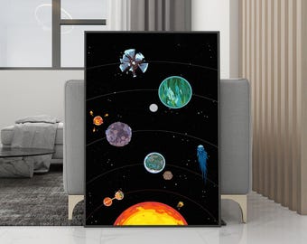 Plakat na płótnie „Outer Wilds” – wydruk bez ramki – dekoracja artystyczna – wystrój pokoju – prezent urodzinowy