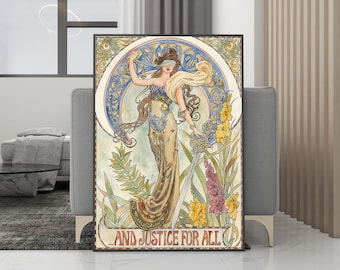 Plakat w stylu vintage z Alfonsem Muchą – wydruk na płótnie – wystrój domu – sztuka ścienna w stylu vintage – prezent urodzinowy