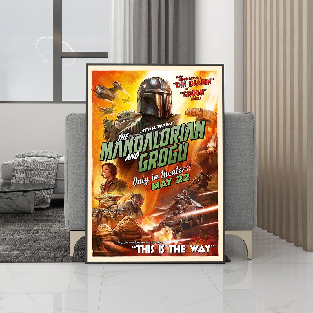 The Mandalorian and Grogu Movie Poster Canvas Wall Art - Unframed Print ...