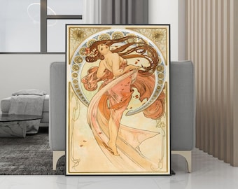 Dans Alphonse Mucha Vintage poster - canvasafdruk - woondecoratie - vintage muurkunst - verjaardagscadeau
