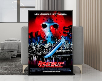 Piątek, trzynastego, część 8, Jason podbija Manhattan, plakat na płótnie, grafika ścienna – wydruk bez ramki – kolekcja dla fanów filmów – dekoracja pokoju – prezent urodzinowy