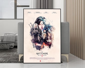 Plakat z gry wideo Wiedźmin 3: Dziki Gon, obraz na płótnie, wydruk bez ramki, kolekcja dla fanów filmów, dekoracja pokoju, prezent urodzinowy