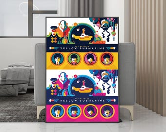 Yellow Submarine klassieke filmposter canvas muurkunst - ingelijste print - filmfans collectie - kamerdecoratie - verjaardagscadeau