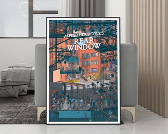 Plakat filmowy „Okno na podwórze” na płótnie – wydruk bez ramki – kolekcja dla fanów filmów – dekoracja pokoju – prezent urodzinowy