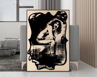 Frank zappa op het toilet poster canvas muurkunst - ingelijste print - badkamerdecoratie - kamerdecoratie - verjaardagscadeau
