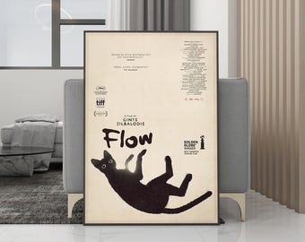 Plakat filmowy „Flow” (2024) – obraz na płótnie – wydruk bez ramki – kolekcja dla fanów filmu – dekoracja pokoju – prezent urodzinowy
