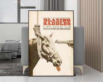 Blazing Saddles (1974) klassieke filmposter canvas muurkunst - ingelijste print - filmfans collectie - kamerdecoratie - verjaardagscadeau