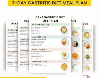7-dniowy plan posiłków na zapalenie błony śluzowej żołądka | Dieta na zapalenie błony śluzowej żołądka (plik PDF do druku) | Przewodnik po posiłkach o niskiej kwasowości i działaniu przeciwzapalnym | Dieta na ulgę w żołądku | Zdrowie jelit