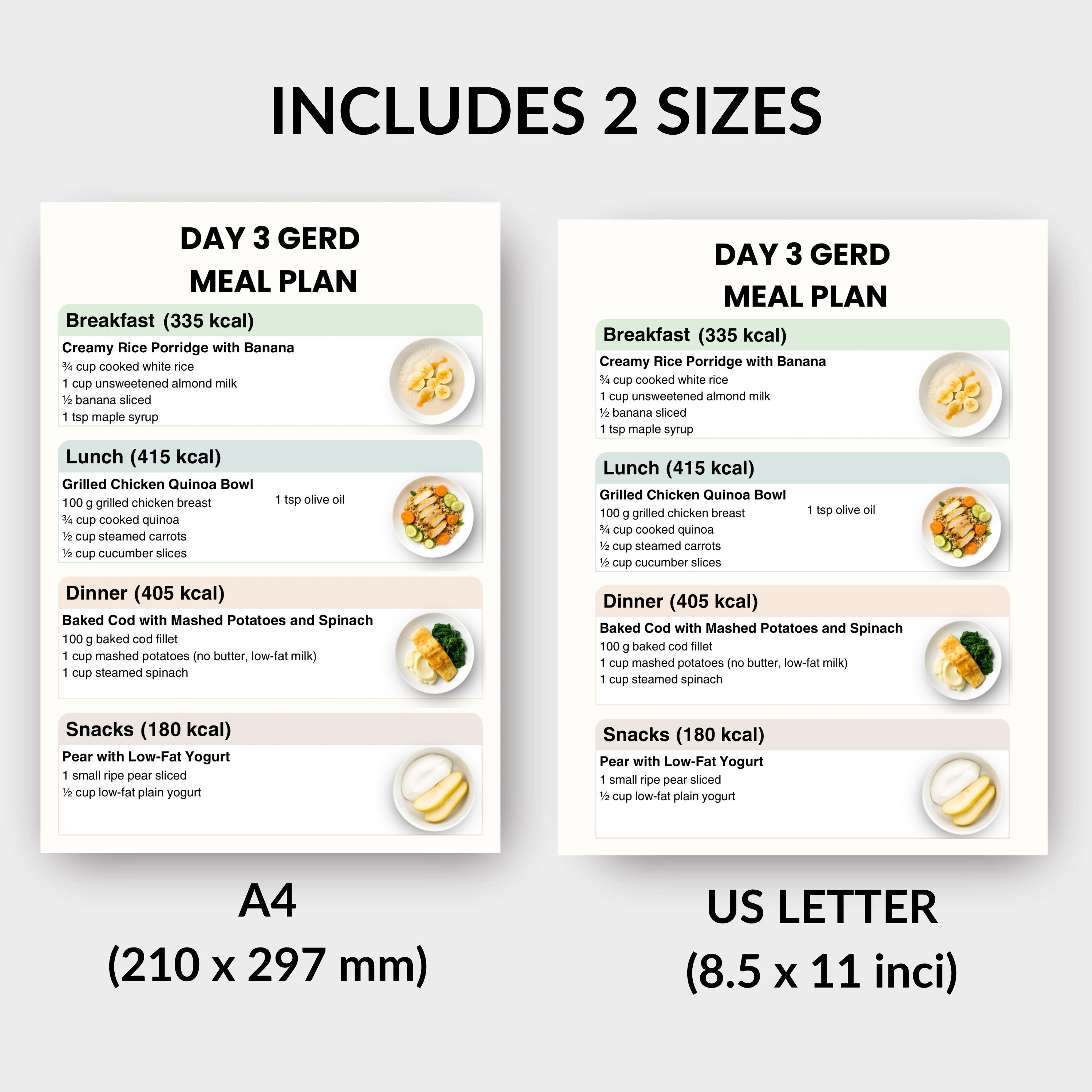 Gerd Menu Plan Example 7 Day GERD Meal Plan Printable | Acid Reflux Meal Plan | Heartburn Diet ...