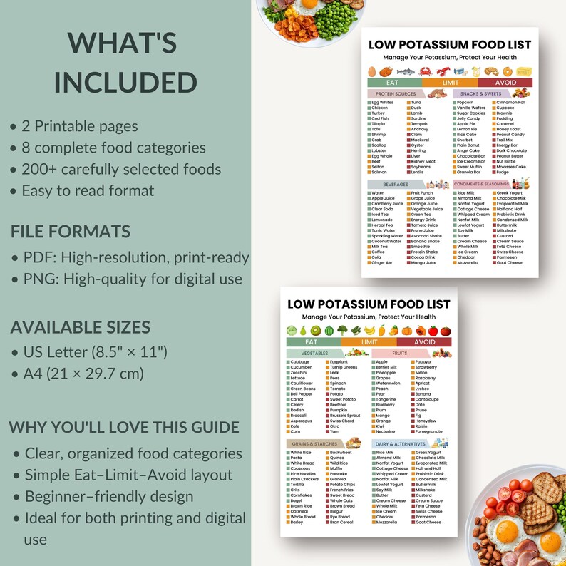 Low Potassium Food List, Kidney Friendly Food Chart, Renal Diet Food ...