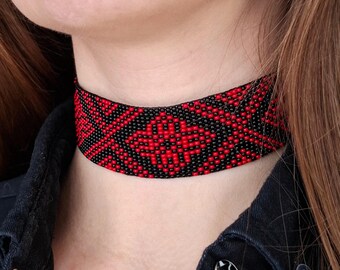 Ukrainische Perlen Choker Halskette | Trachtenschmuck aus Deutschland | Handgemachte Halskette | Geschenk für Sie
