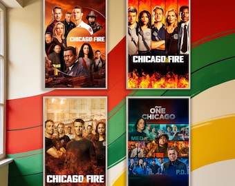 Impresión en lienzo de la película clásica Chicago Fire / Póster de película sin marco / Decoración estética para dormitorio y sala de estar / Regalos navideños