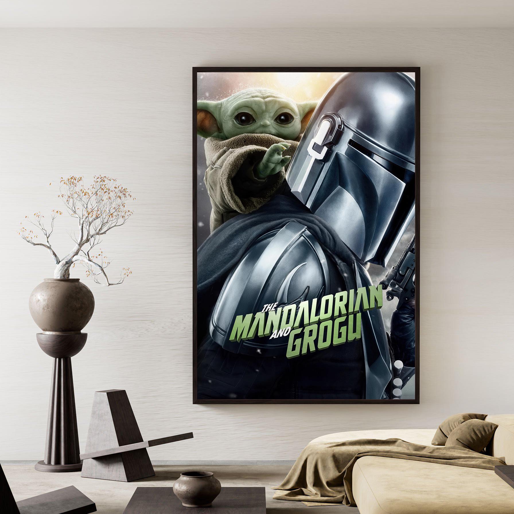 Star Wars the Mandalorian and Grogu Movie Poster Canvas Wall Art ...