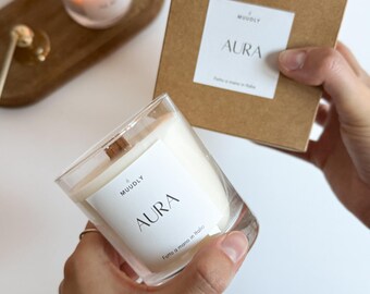 AURA Soy Candle | Vanilla Scent | Minimalist Home Decor | Handcrafted in Italy