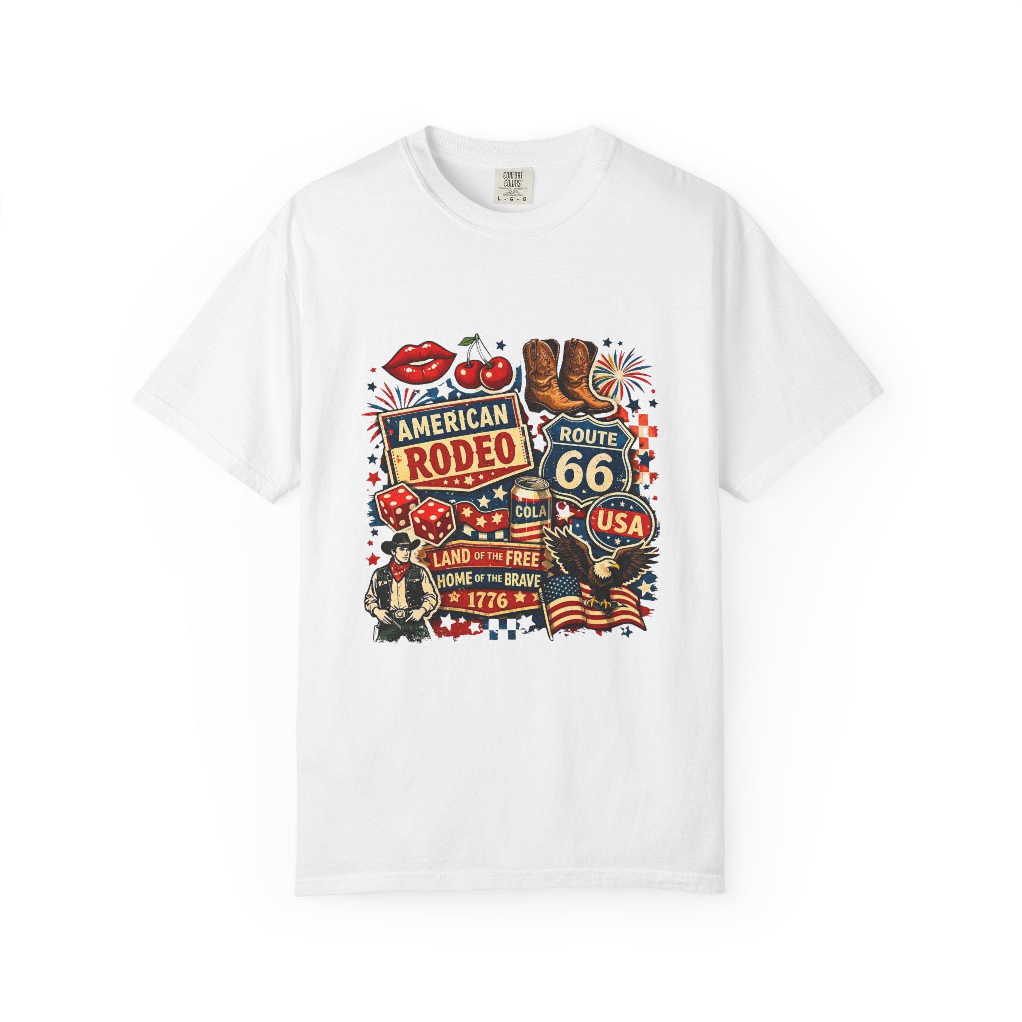 American Rodeo Route 66 Graphic T-shirt | USA Cowboy Boots, Flag - Etsy