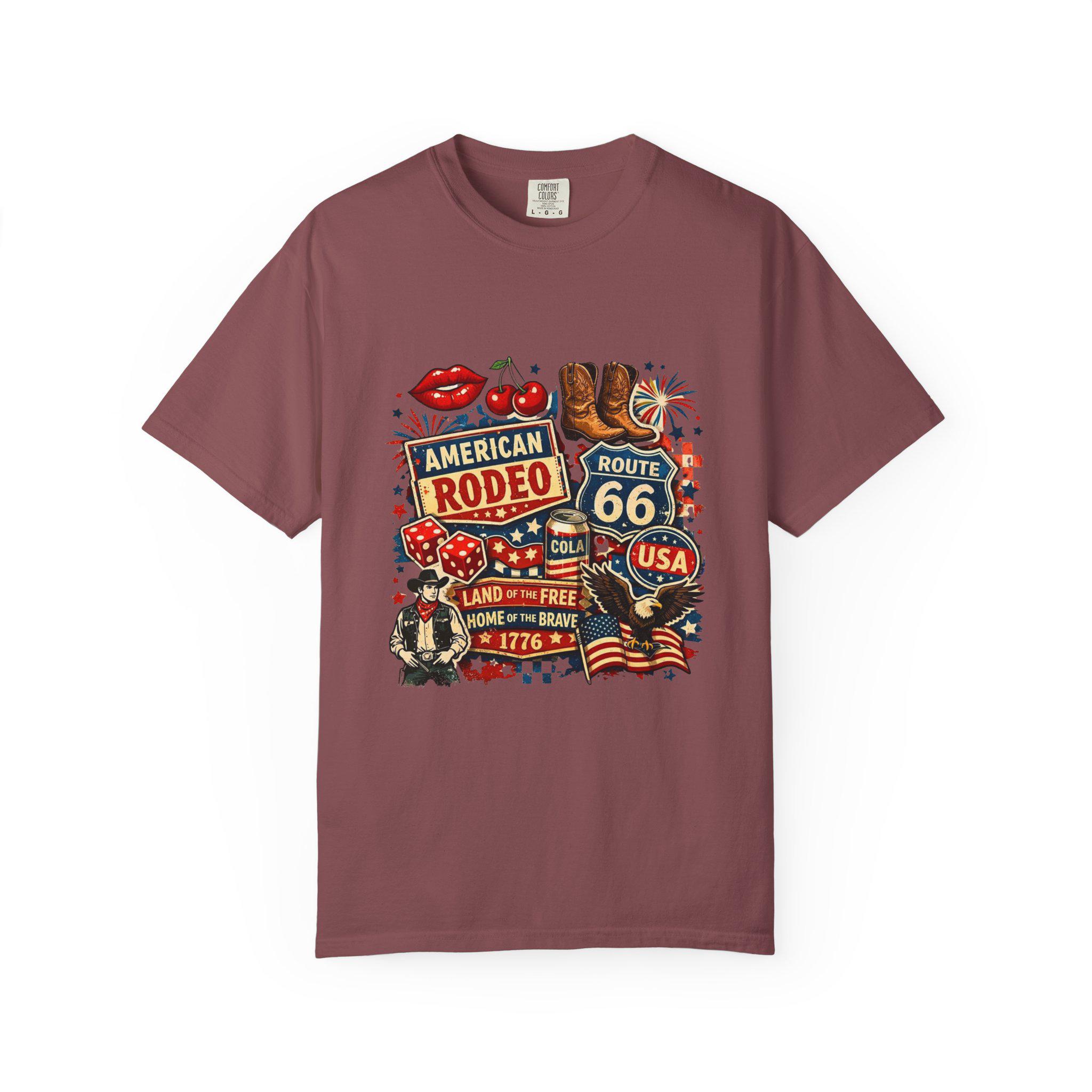 American Rodeo Route 66 Graphic T-shirt | USA Cowboy Boots, Flag - Etsy