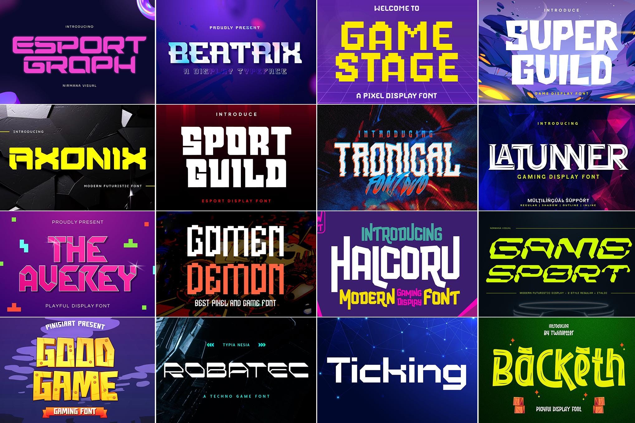 Gaming Font Bundle - Futuristic Font, Game Fonts, Playful Font, Game ...