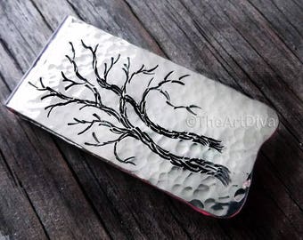 Recycled Sterling Silver Money Clip - Artisan Money Clip - Hand Drawn Money Clip - Forged Money Clip