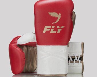 Leather Boxing Gloves: Superlace X Fly,Red,white Multicolour