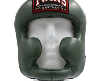 Twins Special Leather Head Guard • Boxing & Muay Thai Sparring Headgear