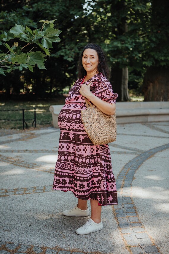 boho breastfeeding dress Pink Maternity & Nursing so Pink | Dress | Pregnancy Dress | Aztec Floral Women Dress Group:MEN'S WOVEN SHIRTS Perfect For Black gothic red and Size:5XL - 48