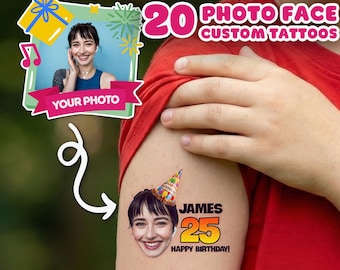 Personalisiertes Foto Gesicht temporäre Tattoos, kundenspezifische Foto Tattoos, temporäre Cartoon Tattoos, Gastgeschenke.